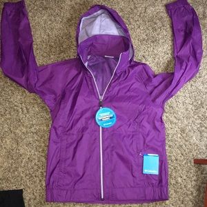 COLUMBIA NWT DARK PURPLE WATER PROOF HOODED ZIP FRONT JACKET SIZE MEDIUM